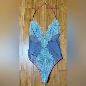 Victoria's Secret Blue and Orange Lace Bodysuit